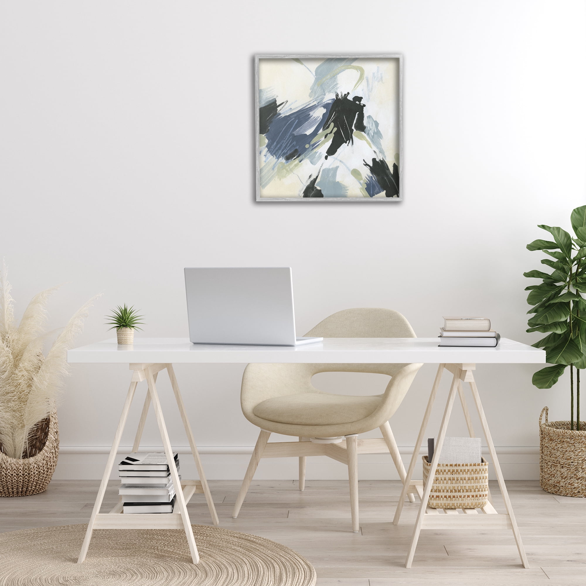 Stupell Industries Dynamic Abstract Pattern Abstract Painting Gray Framed Art Print Wall Art, 24 x 24