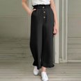 thumbnail image 2 of Lenpel Girls' Pants Ruffle Elastic High Waisted Button Front Pull on Wide Leg Pants Loose Casual Trousers with Pockets, 2 of 7
