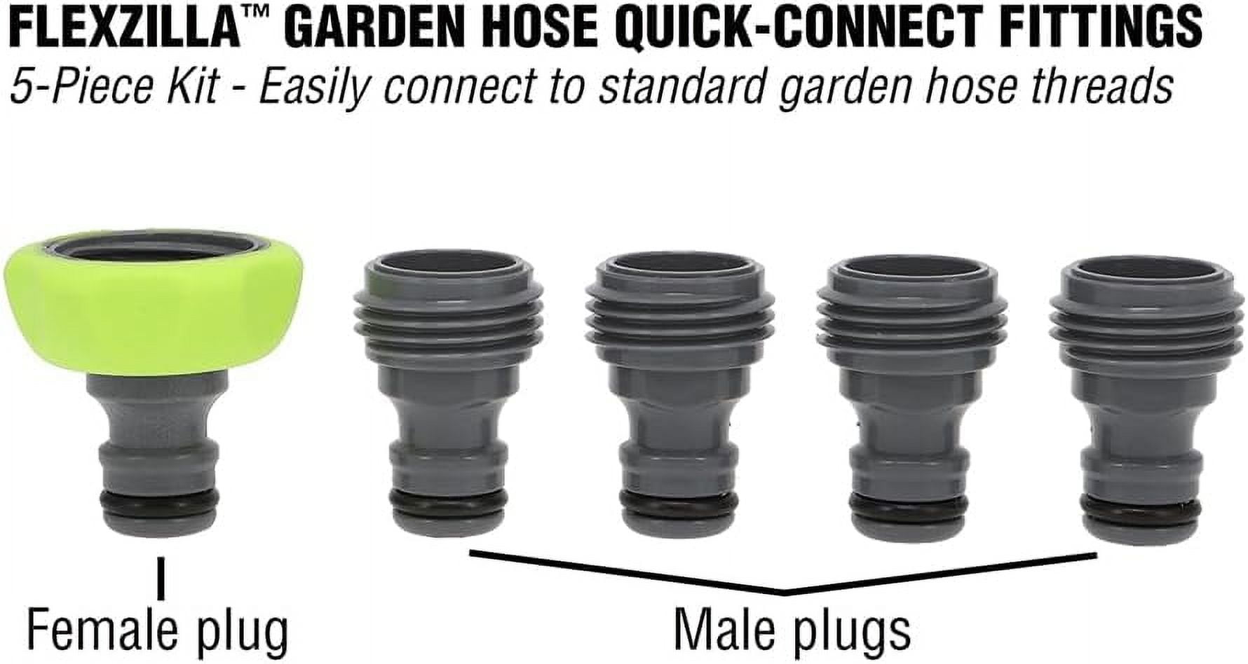 Flexzilla Garden Hose Quick-Connect Fittings, 5-Piece Plug Kit