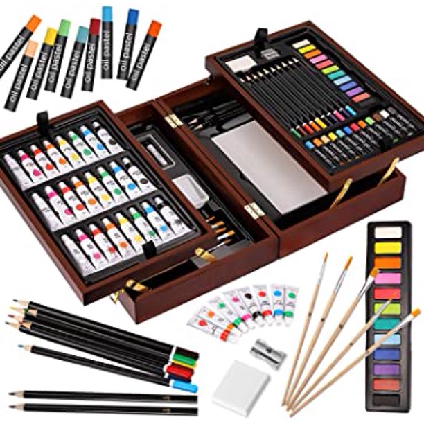 Vigorfun Deluxe Art Set in Wooden Case, with Soft & Oil