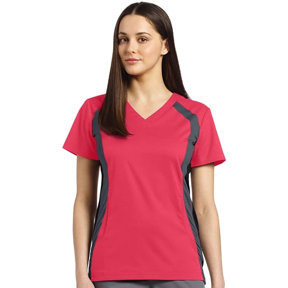 allure by white cross women's v-neck side panel solid scrub top