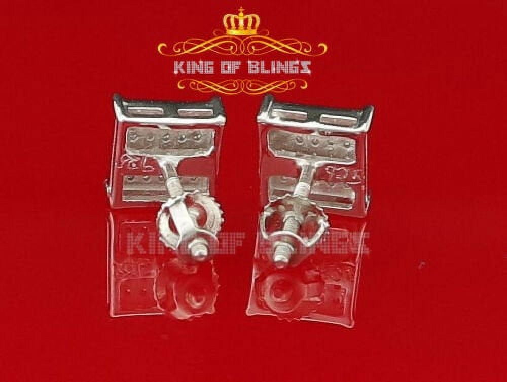 King Of Bling's Sterling 925 White Silver 0.15ct Diamond Women & Men Square Earrings