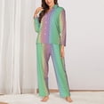 thumbnail image 6 of Rateoe Rainbow Peacock Feathers Pattern Womens Pajamas Set Long Sleeve Sleepwear Button Down Nightwear Soft Cotton Pj Lounge Sets, 6 of 9