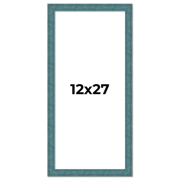 12x27 Frame Blue Rustic Barnwood Solid Wood Picture Frame Width 1.25 Inches | Interior Depth 0.5