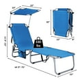 thumbnail image 5 of Gymax Foldable Lounge Chair Adjustable Outdoor Beach Patio Pool Recliner Blue W/ Sun Shade, 5 of 10