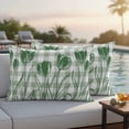 thumbnail image 4 of Green Flower Outdoor Waterproof Pillow Covers, Elegant Plaid Floral Lattice Botanical Decorative Rectangle Throw Pillowcase Sofa Cushion Sham for Patio/Couch/Chair, 20"x12" 2 Pack, 4 of 8