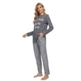 thumbnail image 4 of MintLimit Women's Pajamas Set Long Sleeve Shirt and Polka Dots Pants Lounge Sleepwear, 4 of 6