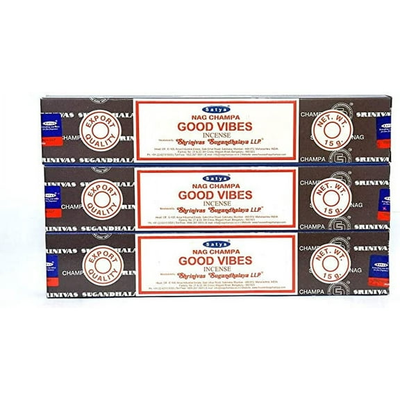 Nag Champa Good Vibes Incense Pieces-Assorted (Pack of 3) 15gm Each