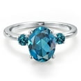 thumbnail image 3 of Gem Stone King 14K White Gold London Blue Topaz Engagement Ring for Women | 3.26 Cttw | Oval 10X8MM | Gemstone November Birthstone | Size 6, 3 of 6