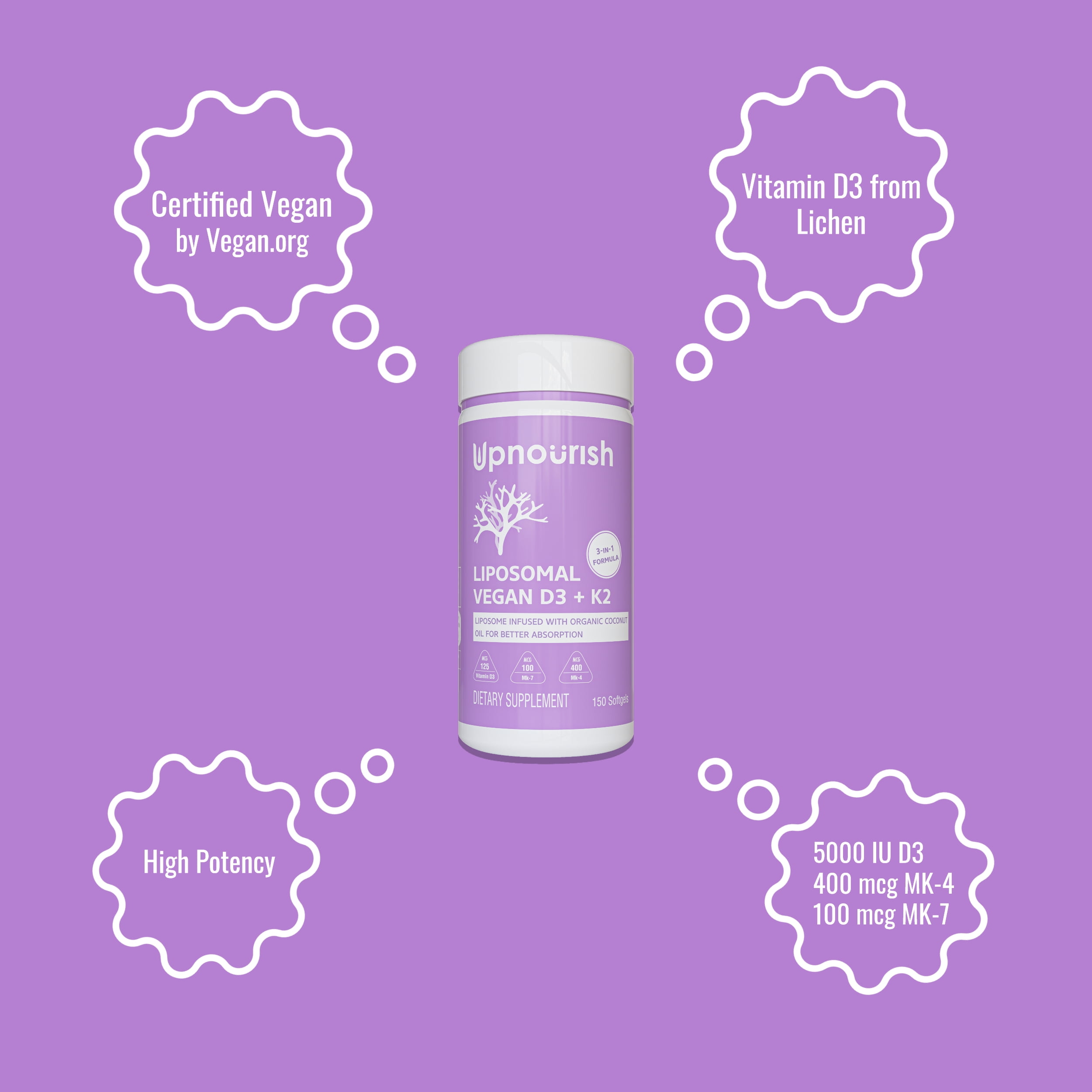 Buy Liposomal Vegan Vitamin D3 K2 Softgels, 5 Month Supply, Certified