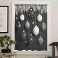 thumbnail image 4 of Black Christmas Semi Sheer Curtains Drapes for Living Room, Bedroom, French Doors Window 72 Inches Long, Xmas Pine Needles Balls Snowflake Rod Pocket Chiffon Curtain Drapery Voile Draperies Panel, 4 of 6