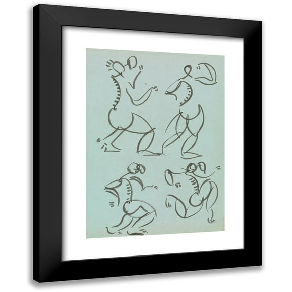 Henri Gaudier-Brzeska 11x14 Black Modern Framed Museum Art Print Titled - Two Full-Length Figures (1910 - 1915)