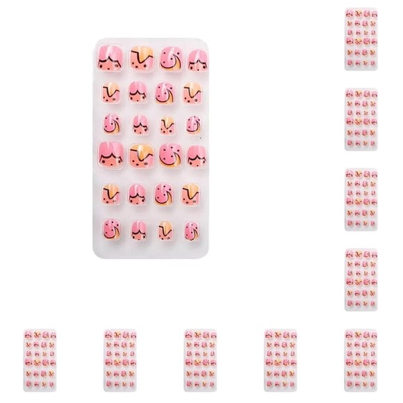 Seitruly 1 juego de puntas de uñas artificiales Dibujos animados Adorable Pre-pegamento Niños PNT-16-19 PNT-16-19 10piezas
