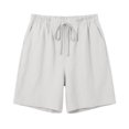 thumbnail image 6 of Admvng Womens Cotton Linen Textured Casual Shorts Elastic Drawstring Waist Solid Summer Shorts with Side Pockets, 6 of 6