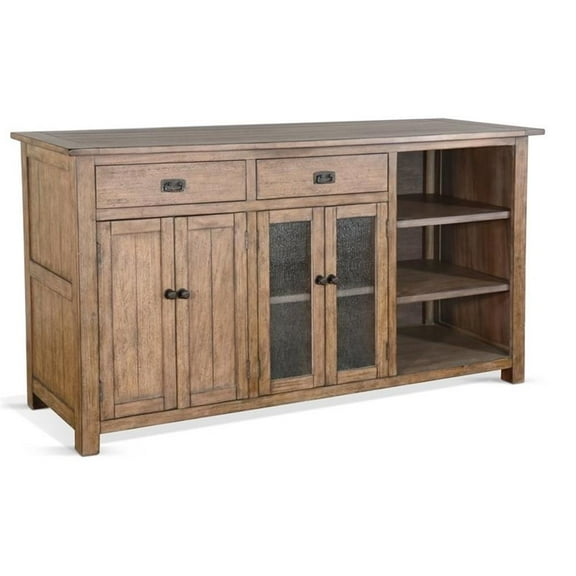 Pemberly Row 80" Transitional Wood Buffet in Taupe Brown