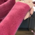 thumbnail image 3 of Suéter con capucha de lana pura para mujer, jersey de manga larga de color liso, moda de otoño e invierno, nuevo jersey holgado y cálido para mujer, 3 of 5
