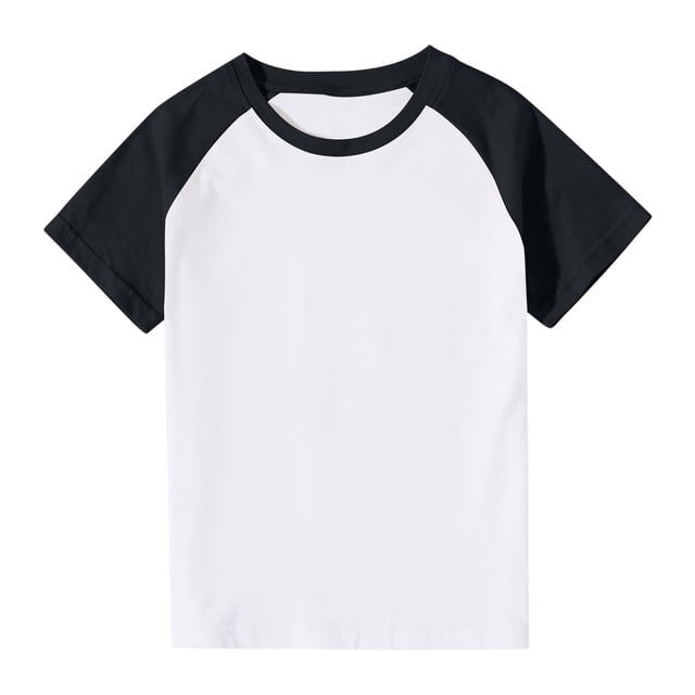 hengsof T-Shirt de Baseball pour Bébé 3-14 Ans Garçons Filles Raglan T-Shirt Blouse Courte Décontractée Col Rond