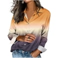thumbnail image 2 of Uootdi Blouses for Women Dressy Casual Long Sleeve Collared Colorblock Print Button Front Relaxed Fit Office Casual Outfits Gift, 2 of 5