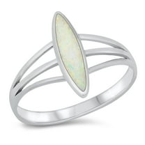 CHOOSE YOUR COLOR Marquise White Simulated Opal Wholesale Ring .925 Sterling Silver Band CZ Female Size 5
