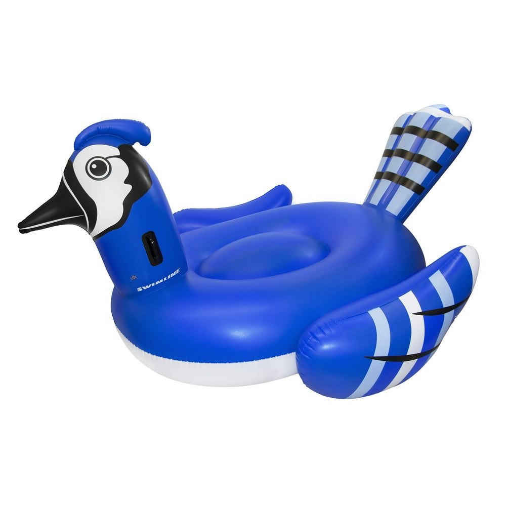 Swimline Giant 91 Inflatable Mega Blue Jay Ride On Swimming Pool Float Raft