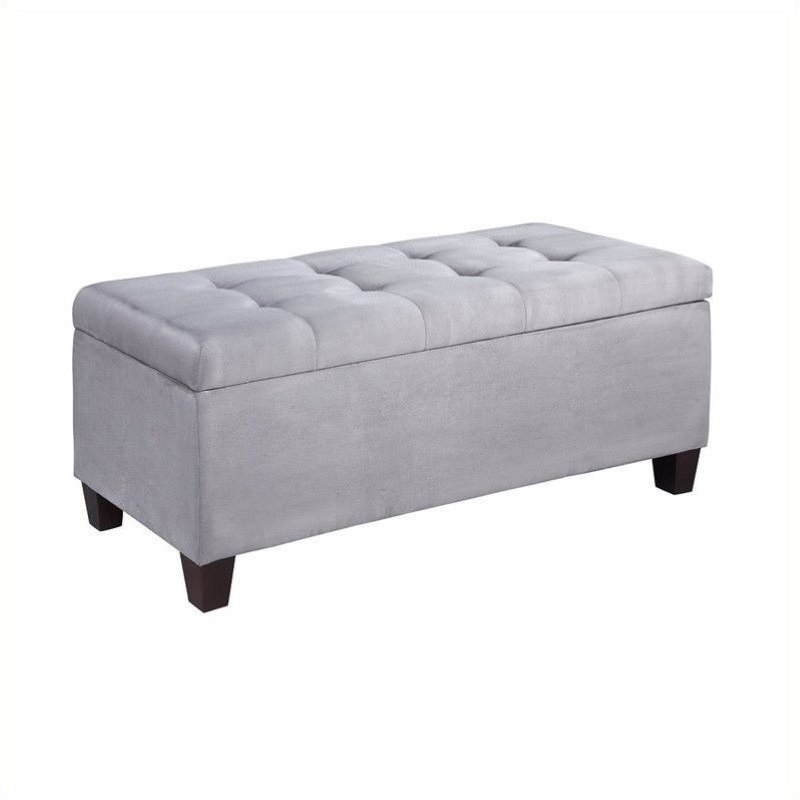 Pemberly Row Shoe Storage Ottoman in Grey