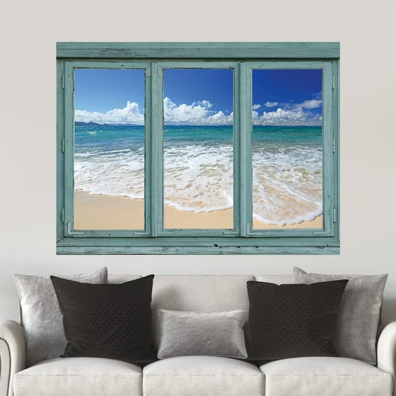 wall26 - Island Getaway - Tropical Vacation Scene on Private Sandy Resort - Wall Mural, Removable Sticker, Home Decor - 36x48 inches