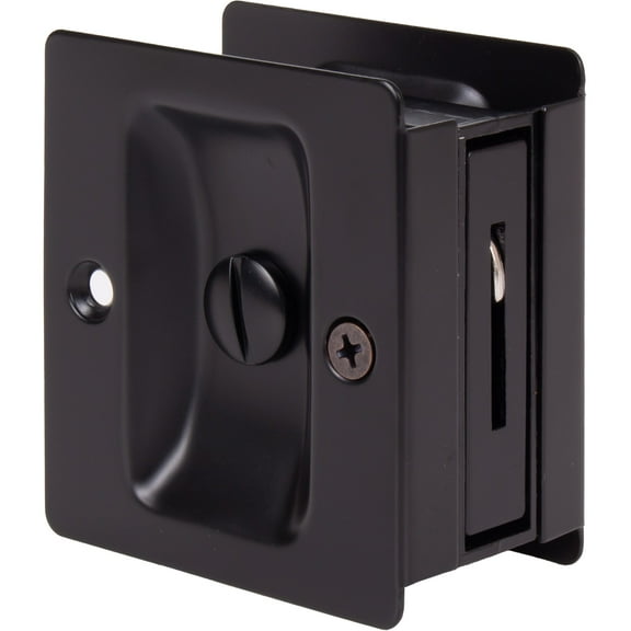 Premium Square Pocket Door Lock, Privacy (Bed/Bath) Latch, Clear Pack, Matte Black by Stone Harbor Hardware