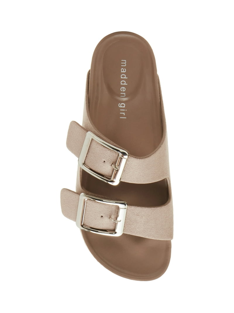 【Steve Madden】関税なし♪Bodie Buckle Footbed Slide Sandals Madden Girl Women's Bodie Adjustable Buckle Footbed Sandal