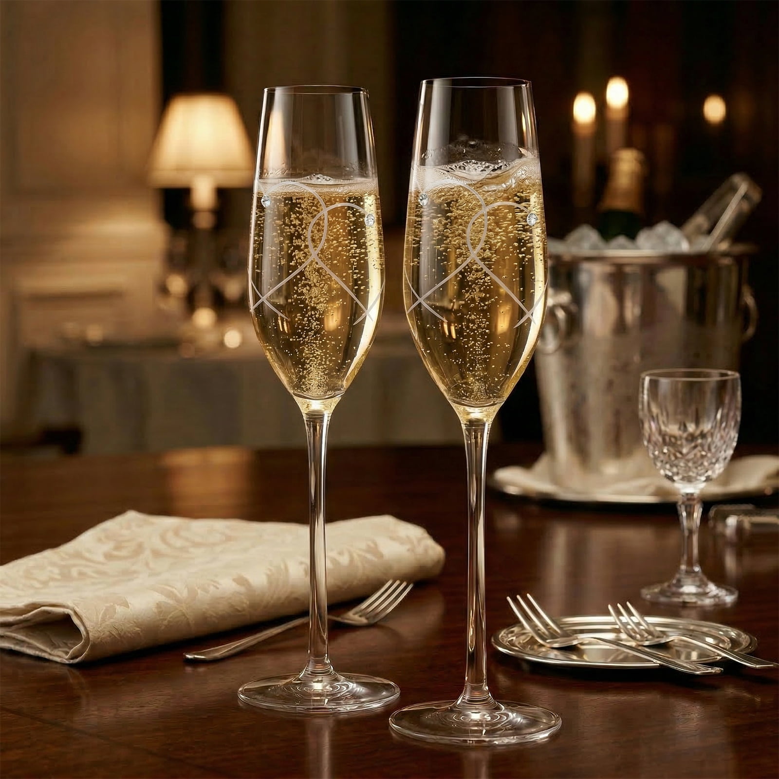 Champagne Flute Bride and Groom Wedding Toasting Champagne Glasses Set of 2 Embellished with Crystal or Pearl Wedding Engagement Christmas Present for Couple