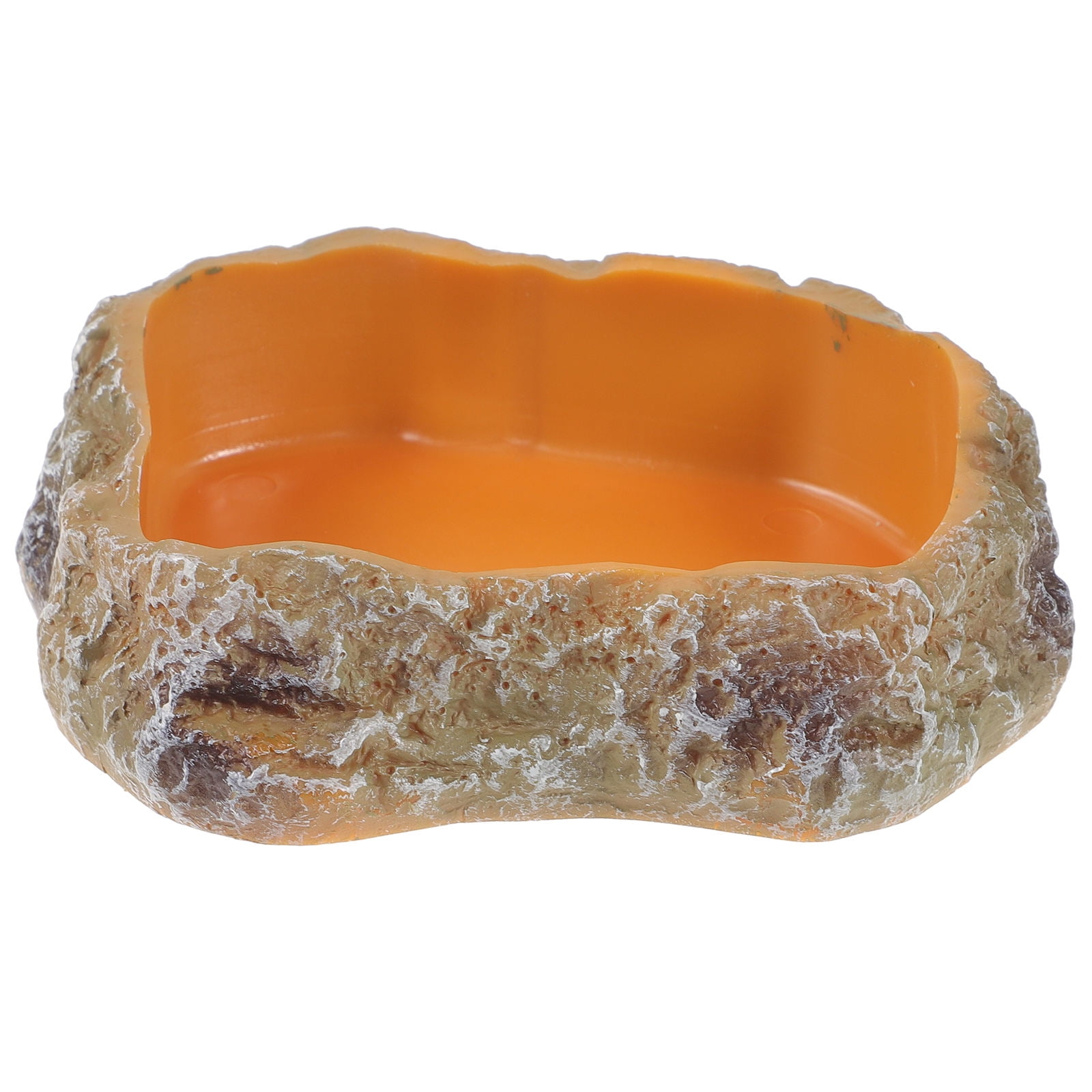 LABSERRON Resin Reptile Water Bowl Orange Feeding Dish for Small Animals and Terrarium Use