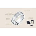 thumbnail image 3 of PEORA Men's 7mm 14K White Gold Wedding Ring Band, Brushed Matte with Polished Grooves, Comfort Fit Size 15, 3 of 5