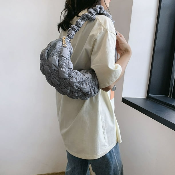 Bolso bandolera para mujer Bolso plisado Cloud Messenger Bolso acolchado acolchado Gris Walmart en linea