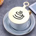 thumbnail image 4 of 4-Pack Stainless Steel Coffee Decorating Stencils, Various Patterns, Gold, with Handle, Easy Grip Hang, for Cappuccino Chocolate Cake, Home Coffee Shop DIY, 4 of 8
