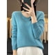 thumbnail image 5 of Suéter de mujer 100 % lana merino, cuello en V, manga larga, jersey básico de otoño e invierno, prendas de punto de cachemira, ropa cálida para mujer, 5 of 5
