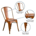 thumbnail image 5 of Emma + Oliver Commercial Grade Distressed Orange Metal Indoor-Outdoor Stackable Chair, 5 of 12