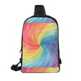 thumbnail image 3 of Chest Bag Dual Pocket 11.8×7.7×2.4in Waterproof Double-Pocket Large Capacity With No Inner Pouch Pockets And Double Drawstrings Darkmagenta Tie-Dye Background Rainbow Colors_2, 3 of 8