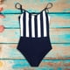 thumbnail image 5 of Gibobby Trajes de Baño para Mujer Una pieza Swimmit Backless Sexy Sling Ladies Retro Striped Women Swimswears(Marina,XL), 5 of 5