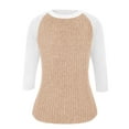 thumbnail image 4 of Yuyuzo Hauts pour Femmes à Manches 3/4 Col Rond Blouses Décontractées Amples Automne à Blocs de Couleur Tricot Côtelé Ample Hauts Doux, 4 of 6