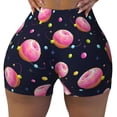 thumbnail image 2 of Lsque Cartoon Donut Planets Pattern High Waisted Biker Shorts for Women-Tummy Control Fitness Athletic Workout Running Yoga Gym Shorts,Moisture-Wicking-Small, 2 of 9