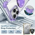 thumbnail image 2 of ELEHOLD Case for iPhone 12 Pro / 12 6.1", Military Grade Shockproof Clear Case with 360 Rotatable Magnetic Stand Ring Holder,Purple, 2 of 11