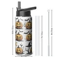 thumbnail image 2 of 18 OZ Halloween Water Bottle With Straws Double Walled Vacuum Insulated Sports Bottle Skull Ghost Travel Thermal Cup Leak Proof Stainless Steel Tumbler Holiday Gift, 2 of 5