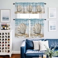 thumbnail image 2 of Blue Coastal Shell Kitchen Curtains Sets for Windows 36 Inch Length, Beach Summer Seaside Nautical Rod Pocket Window Treatments Tier Curtains and Valances Set for Bedroom/Bathroom, 2 of 8