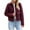 Red, variant on CQONEPT Crop Shacket for Womens Casual Full Zip Up Jacket Long Sleeve Trendy Coats Warm Winter Classic Clothing with Pockets White S