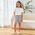 thumbnail image 2 of TOWED22 Girls Boys Plaid Shorts Kids Gingham Elastic Waist Wide Leg Short Pants with Pockets(Black,6-7 Y), 2 of 9