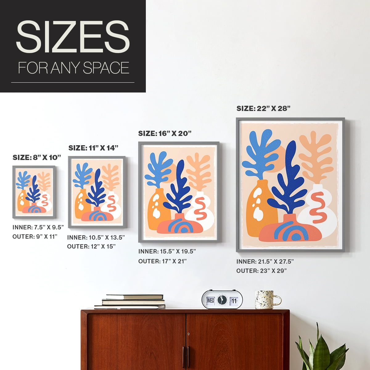 Matisse CCCLXI in Gray Solid Wood 8 x 10 Framed Print