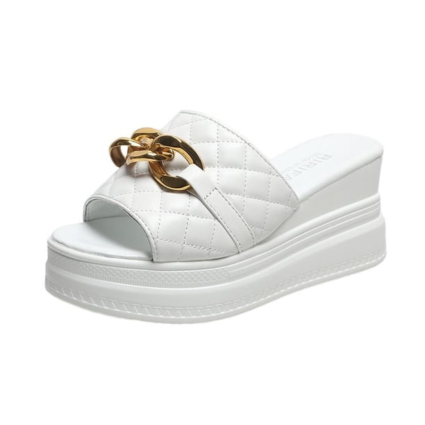 2022, sandalias y zapatillas de verano para mujer, ropa exterior para mujer, red gruesa y baja a la moda, punta abierta roja, tacón alto para mujer, tacón de cuña 37 Gao Jinjia LED