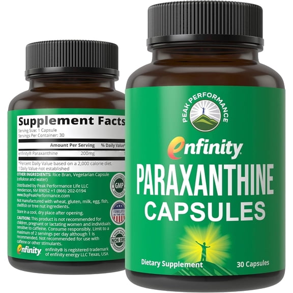 Peak Performance Enfinity Paraxanthine Supplement. Known for Focus, Concentration, and Jitter Free Energy. 30 Capsules