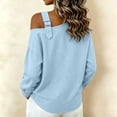 thumbnail image 5 of Edvintorg Womens Blouses Casual Fashion Off Shoulder Long Sleeve Loose Lightweight Pullover Top Women's Clothing Light Blue XXL, 5 of 5