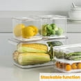 thumbnail image 5 of Extra Large Fruit Vegetable Storage Container with Folding Lids, 3 Pack Produce Saver with Vents Stackable Fridge Organizer Salad Lettuce Keeper For Refrigerator, 9L&5.7L&2.8L, 5 of 12