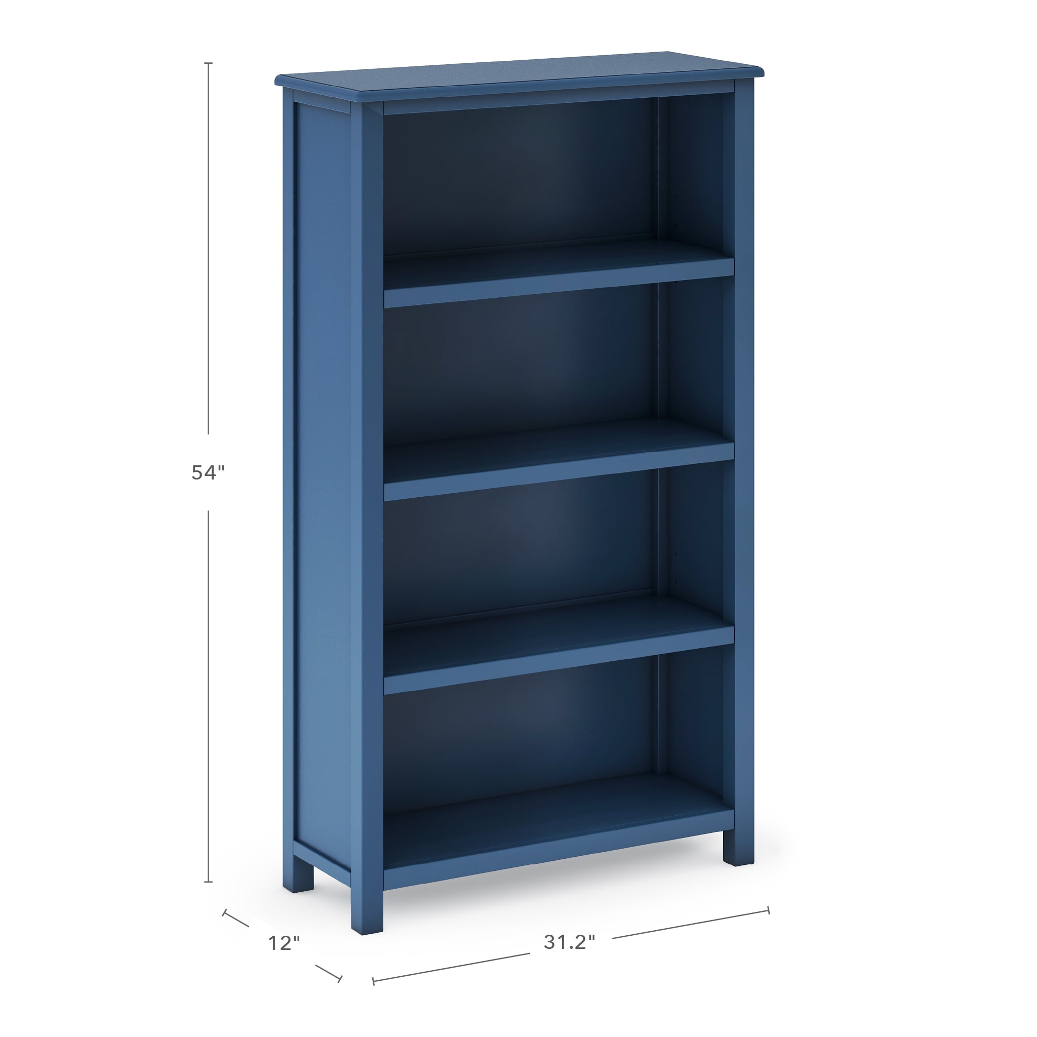Guidecraft Taiga 4-Shelf Bookcase - Navy: 54" Bookshelf and Storage Unit for Bedrooms or Playrooms, Wooden Shelving for Books, Toys, School Supplies